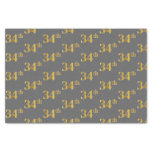 [ Thumbnail: Gray, Faux Gold 34th (Thirty-Fourth) Event Tissue Paper ]