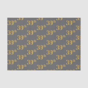 Gray, Faux Gold 39th (Thirty-Ninth) Event Tissue Paper