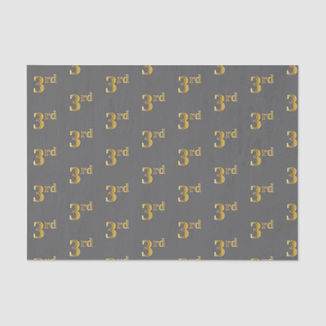 Gray, Faux Gold 3rd (Third) Event Tissue Paper (Front)