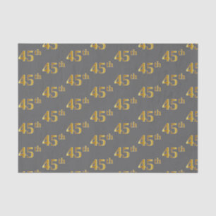 Gray, Faux Gold 45th (Forty-Fifth) Event Tissue Paper