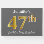 [ Thumbnail: Gray, Faux Gold 47th Birthday Party + Custom Name Guest Book ]
