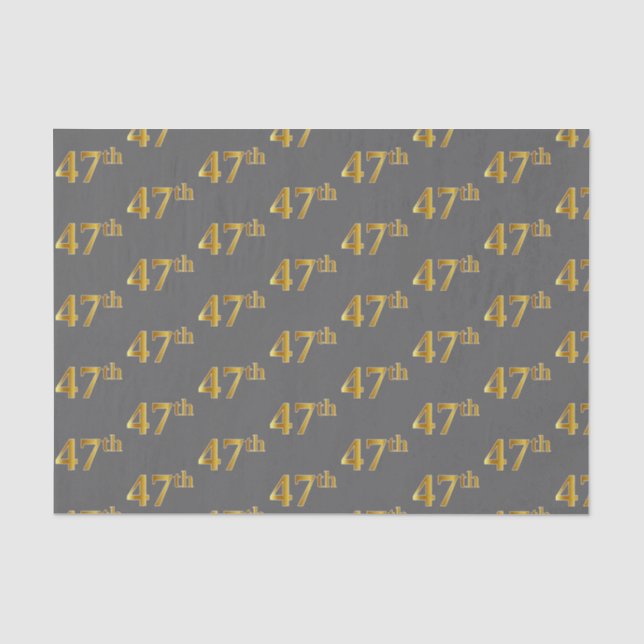 Gray, Faux Gold 47th (Forty-Seventh) Event Tissue Paper (Front)