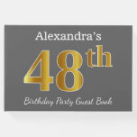 [ Thumbnail: Gray, Faux Gold 48th Birthday Party + Custom Name Guest Book ]