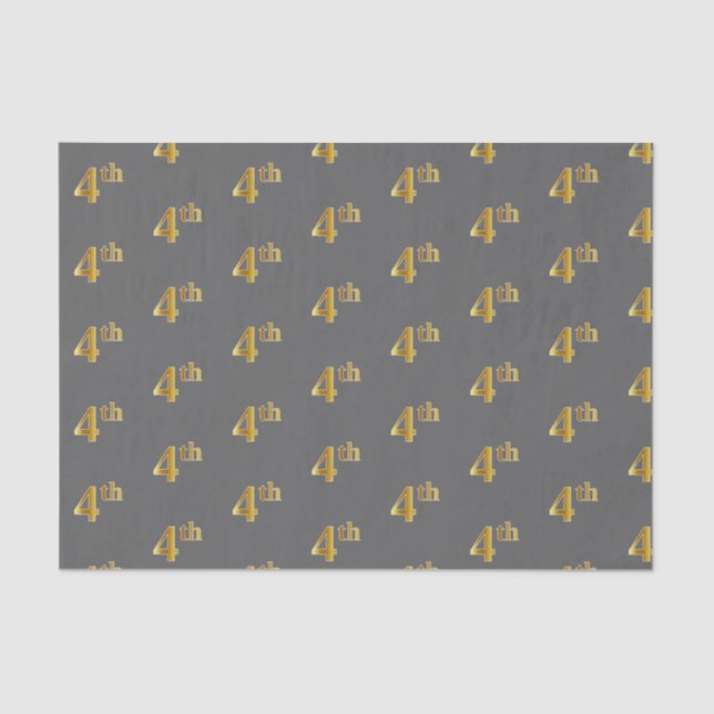 Gray, Faux Gold 4th (Fourth) Event Tissue Paper (Front)
