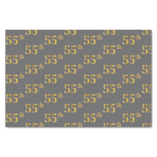 Gray Faux Gold 55th Fifty_Fifth Event Tissue Paper