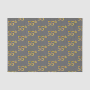 Gray, Faux Gold 55th (Fifty-Fifth) Event Tissue Paper