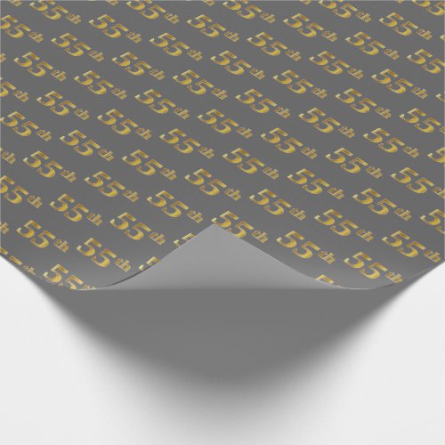 Gray Faux Gold 55th Fifty_Fifth Event Wrapping Paper