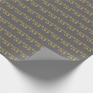 Gray, Faux Gold 55th (Fifty-Fifth) Event Wrapping Paper