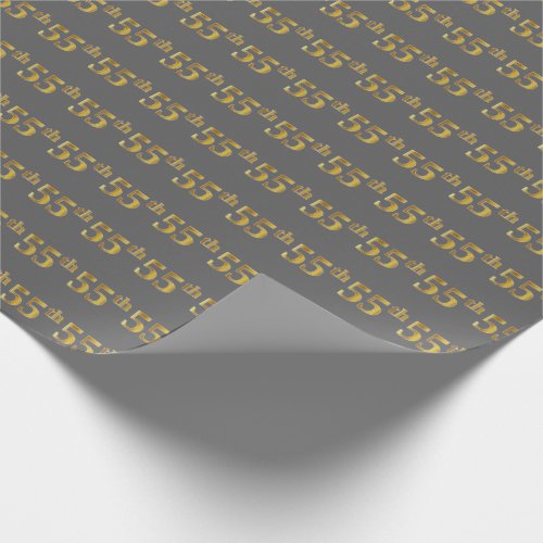 Gray Faux Gold 55th Fifty_Fifth Event Wrapping Paper