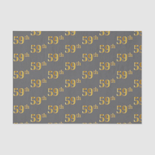 Gray, Faux Gold 59th (Fifty-Ninth) Event Tissue Paper (Front)