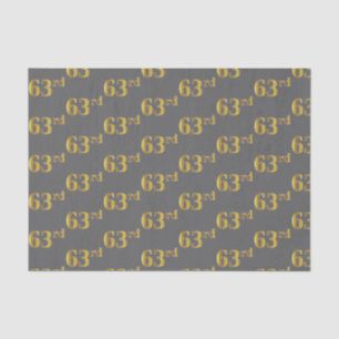 Gray, Faux Gold 63rd (Sixty-Third) Event Tissue Paper
