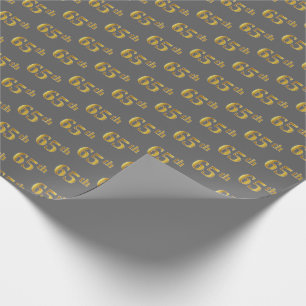 Gray, Faux Gold 65th (Sixty-Fifth) Event Wrapping Paper