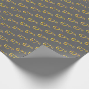 Gray, Faux Gold 67th (Sixty-Seventh) Event Wrapping Paper