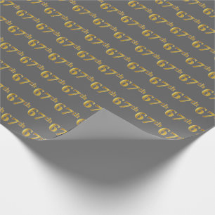 Gray, Faux Gold 67th (Sixty-Seventh) Event Wrapping Paper