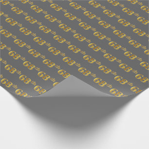 Gray, Faux Gold 68th (Sixty-Eighth) Event Wrapping Paper