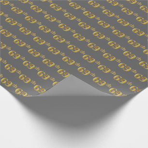 Gray, Faux Gold 69th (Sixty-Ninth) Event Wrapping Paper