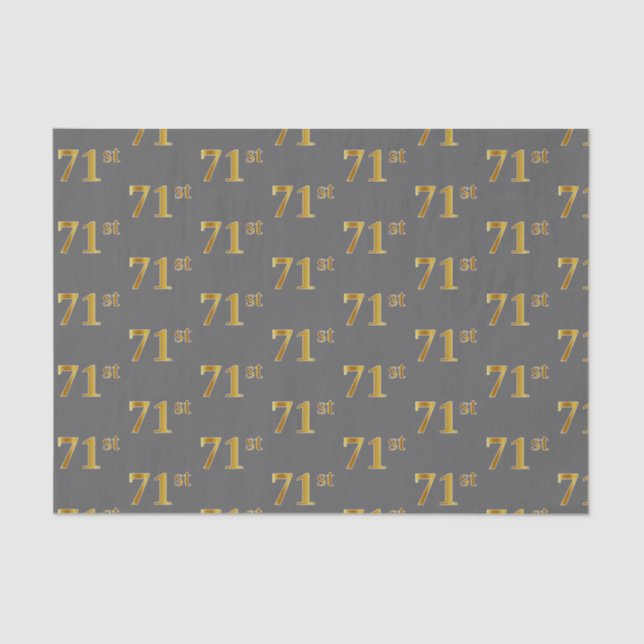 Gray, Faux Gold 71st (Seventy-First) Event Tissue Paper (Front)