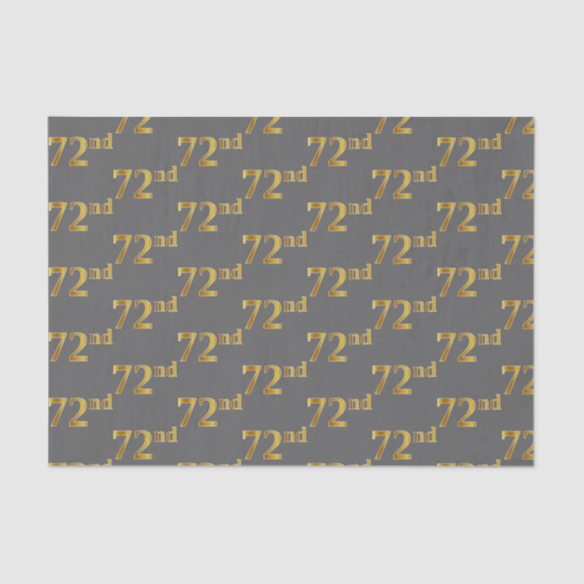 Gray, Faux Gold 72nd (Seventy-Second) Event Tissue Paper (Front)