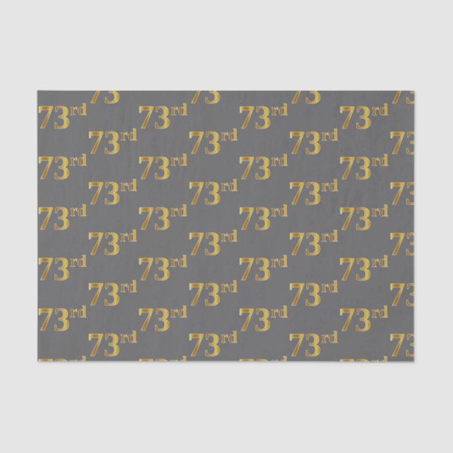 Gray, Faux Gold 73rd (Seventy-Third) Event Tissue Paper (Front)