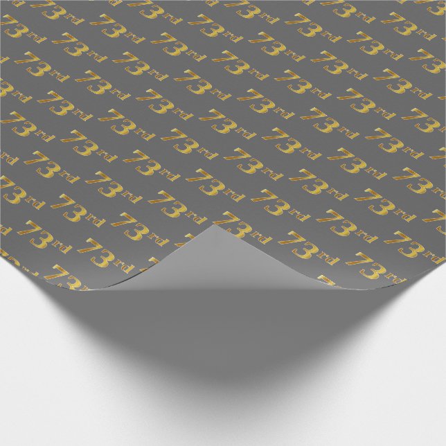 Gray, Faux Gold 73rd (Seventy-Third) Event Wrapping Paper (Corner)