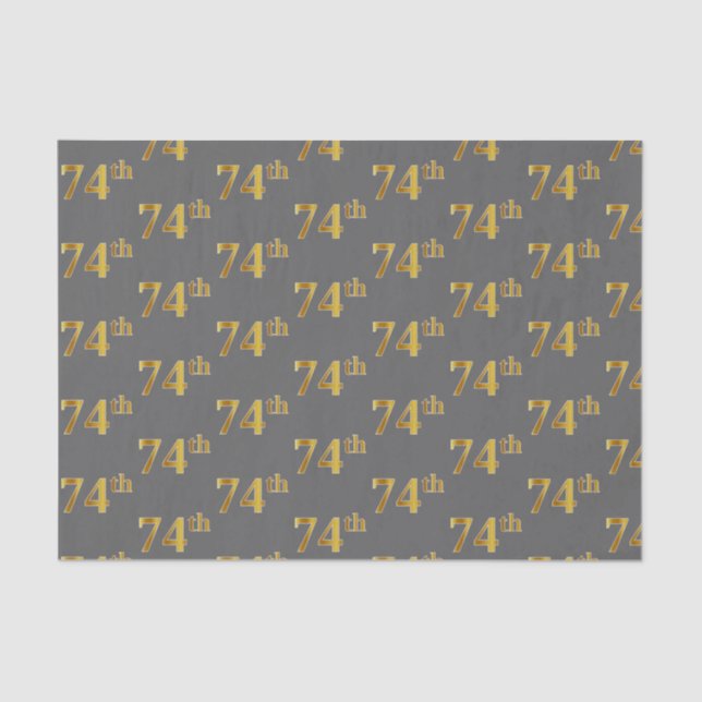 Gray, Faux Gold 74th (Seventy-Fourth) Event Tissue Paper (Front)