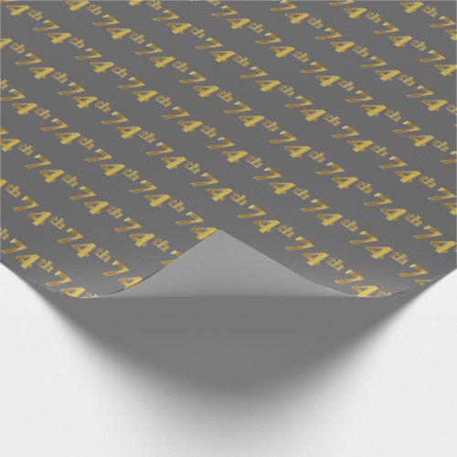 Gray Faux Gold 74th Seventy_Fourth Event Wrapping Paper