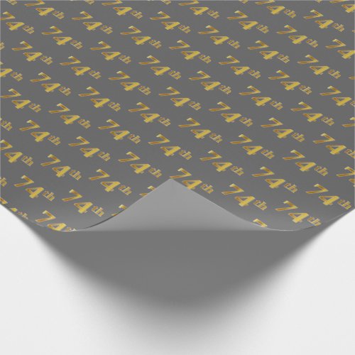 Gray Faux Gold 74th Seventy_Fourth Event Wrapping Paper