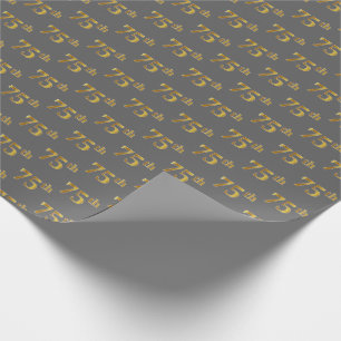 Gray, Faux Gold 75th (Seventy-Fifth) Event Wrapping Paper