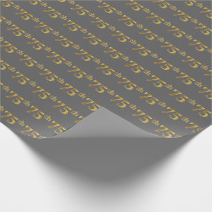 Gray, Faux Gold 75th (Seventy-Fifth) Event Wrapping Paper