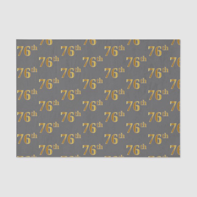 Gray, Faux Gold 76th (Seventy-Sixth) Event Tissue Paper (Front)