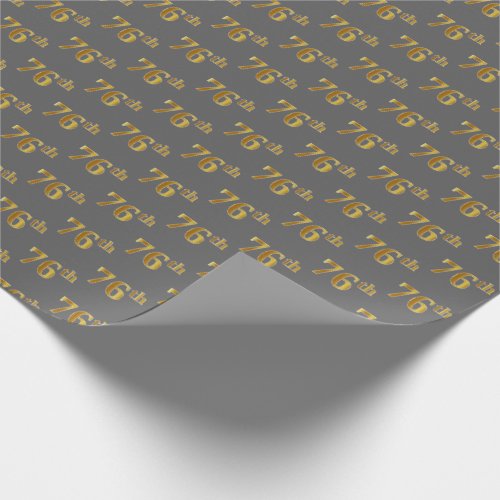 Gray Faux Gold 76th Seventy_Sixth Event Wrapping Paper