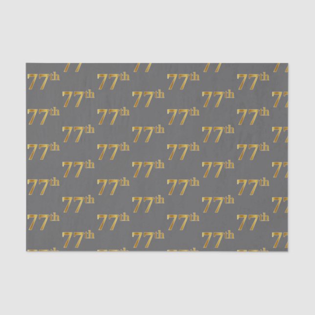Gray, Faux Gold 77th (Seventy-Seventh) Event Tissue Paper (Front)