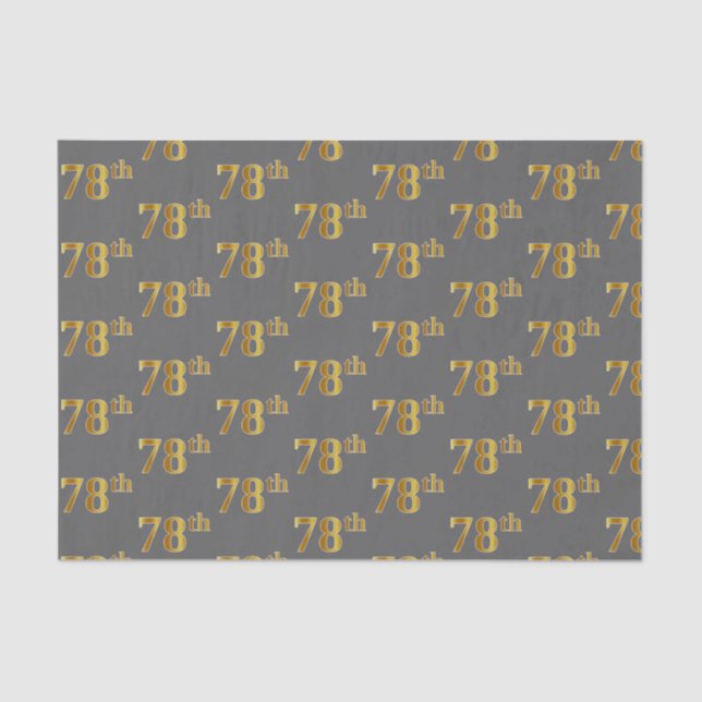 Gray, Faux Gold 78th (Seventy-Eighth) Event Tissue Paper (Front)