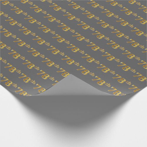 Gray Faux Gold 78th Seventy_Eighth Event Wrapping Paper