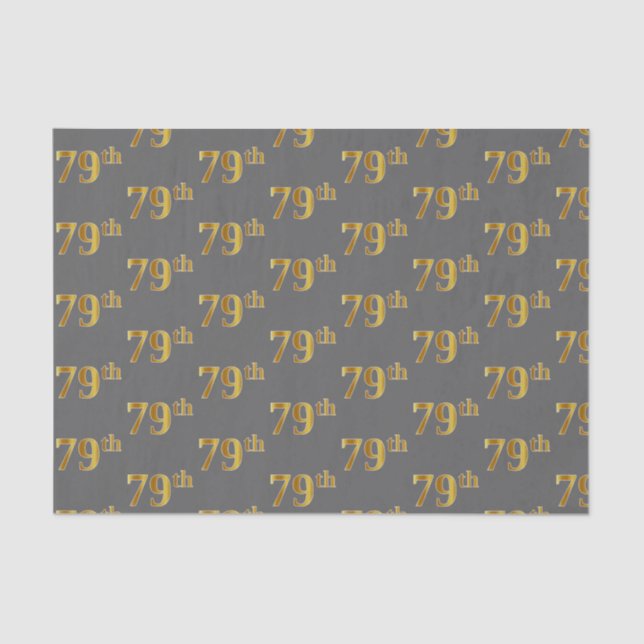 Gray, Faux Gold 79th (Seventy-Ninth) Event Tissue Paper (Front)