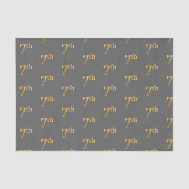 Gray, Faux Gold 7th (Seventh) Event Tissue Paper (Front)