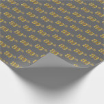 [ Thumbnail: Gray, Faux Gold 80th (Eightieth) Event Wrapping Paper ]
