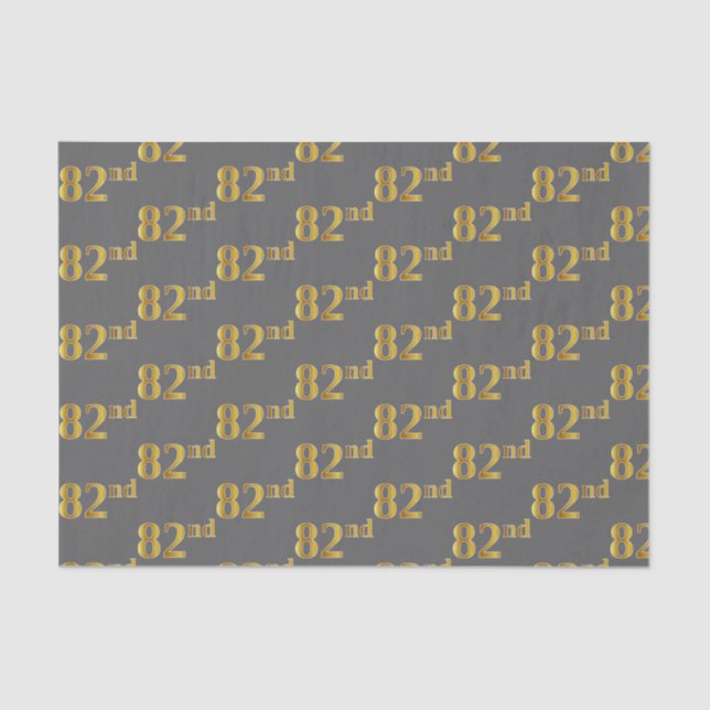 Gray, Faux Gold 82nd (Eighty-Second) Event Tissue Paper (Front)