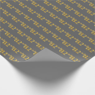 Gray, Faux Gold 82nd (Eighty-Second) Event Wrapping Paper
