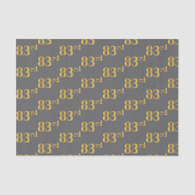 Gray, Faux Gold 83rd (Eighty-Third) Event Tissue Paper (Front)