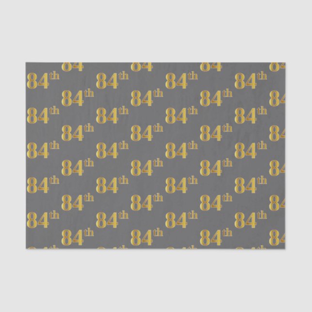 Gray, Faux Gold 84th (Eighty-Fourth) Event Tissue Paper (Front)