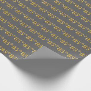 Gray, Faux Gold 85th (Eighty-Fifth) Event Wrapping Paper