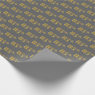 Gray, Faux Gold 85th (Eighty-Fifth) Event Wrapping Paper