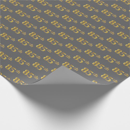 Gray Faux Gold 85th Eighty_Fifth Event Wrapping Paper