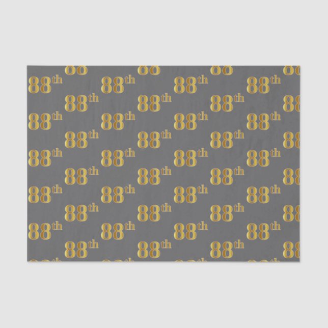 Gray, Faux Gold 88th (Eighty-Eighth) Event Tissue Paper (Front)