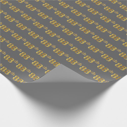 Gray Faux Gold 88th Eighty_Eighth Event Wrapping Paper