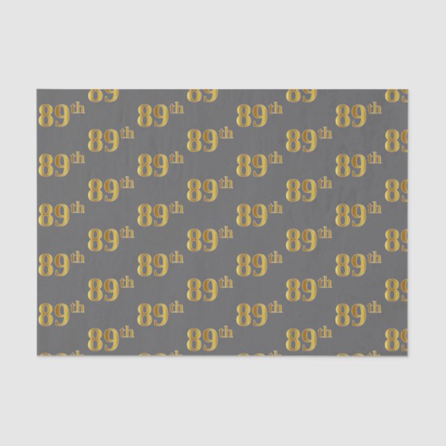 Gray, Faux Gold 89th (Eighty-Ninth) Event Tissue Paper (Front)