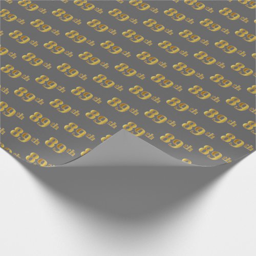 Gray Faux Gold 89th Eighty_Ninth Event Wrapping Paper