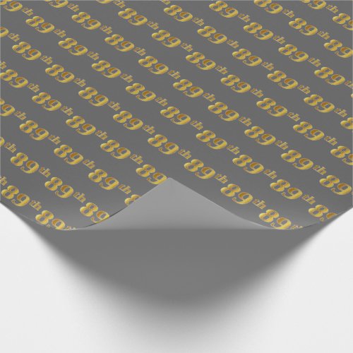 Gray Faux Gold 89th Eighty_Ninth Event Wrapping Paper