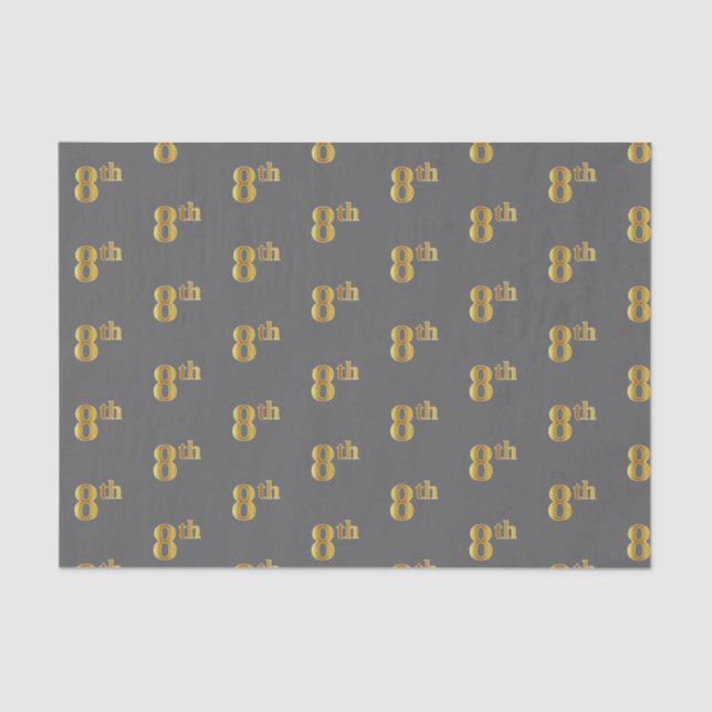 Gray, Faux Gold 8th (Eighth) Event Tissue Paper (Front)